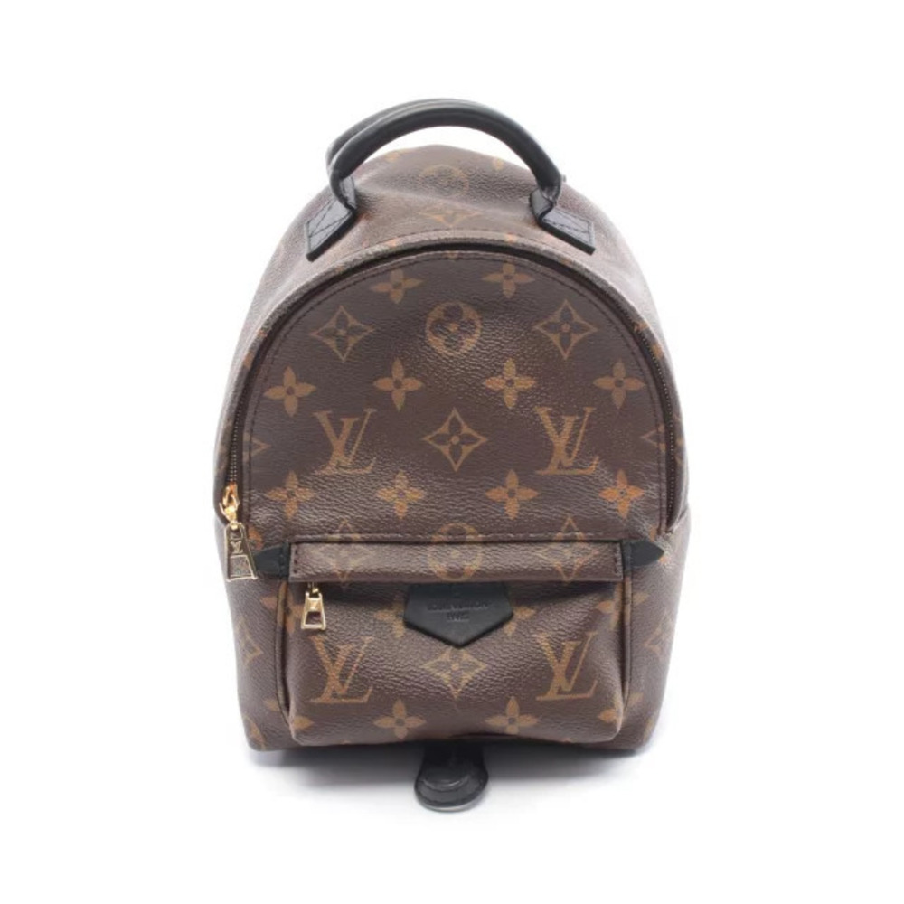 Louis Vuitton Palm Springs Backpack Rucksack Canvas Leather Monogram Black Brown